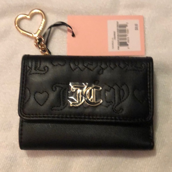 Juicy Couture Liquorice Black Pink League Double Sided Trifold Wallet NWT - Picture 3 of 16
